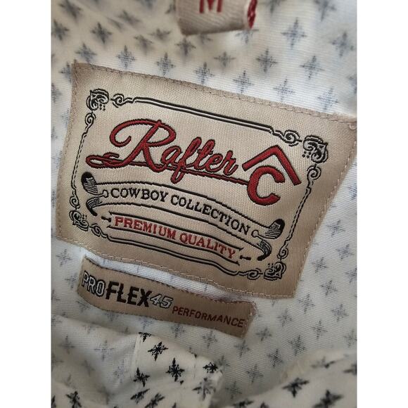 Rafter C Cowboy Collection Pro Flex 45 Performance Medium White Geometric Shirt - Picture 12 of 15